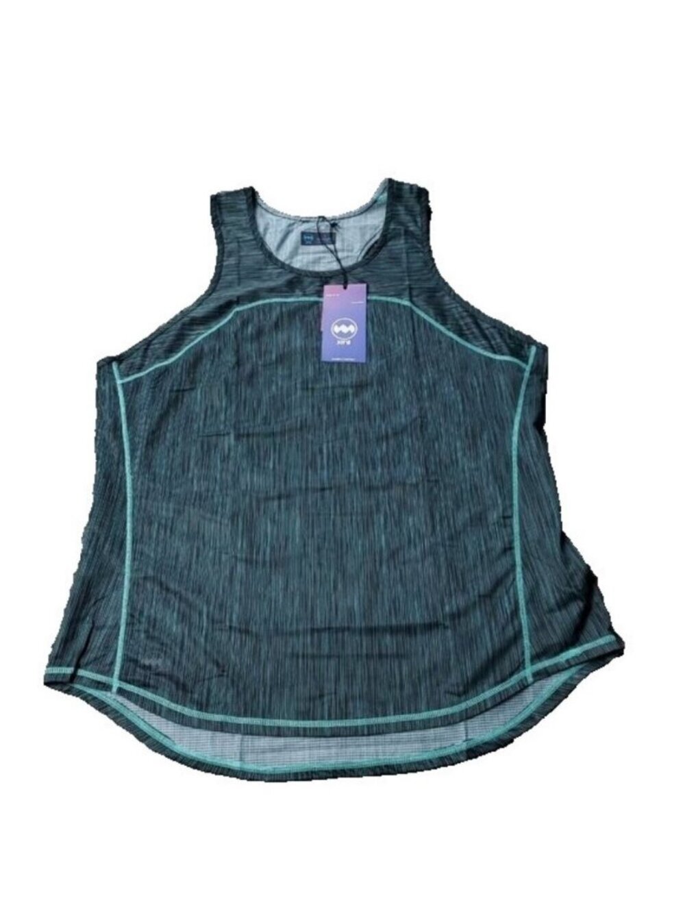 JANJI Helio Tech Tank Top Womens L Large Sea Striped Blue Green Run Gym